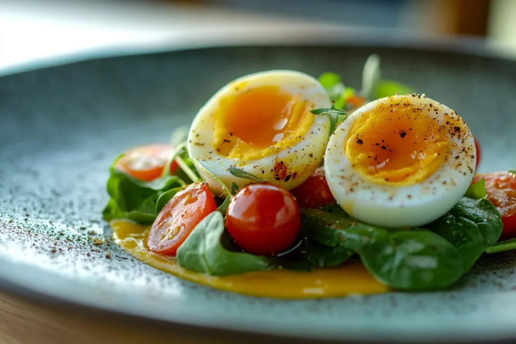 Boiled eggs spinach