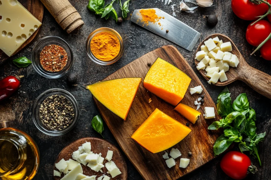 Halved kabocha squash .