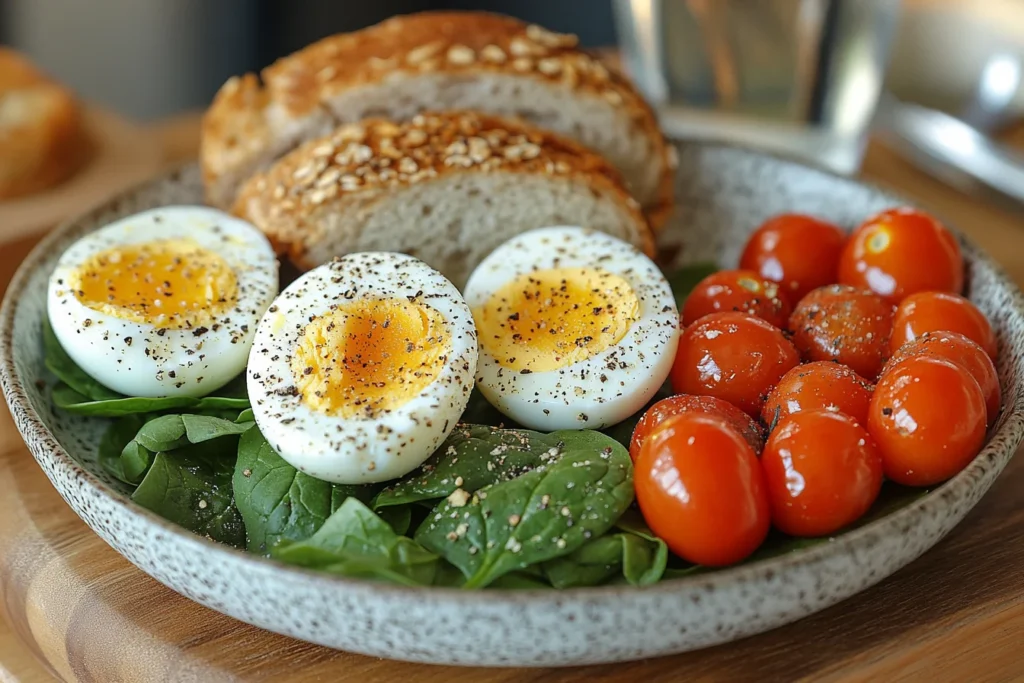 Healthy spinach egg breakfast