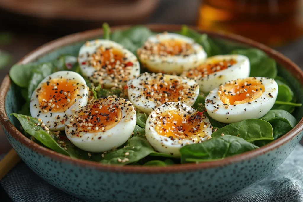 Can we eat spinach and boiled eggs together