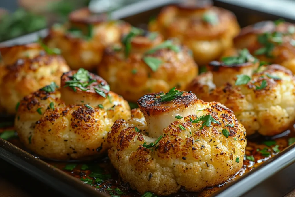 Roasted mushrooms garnished